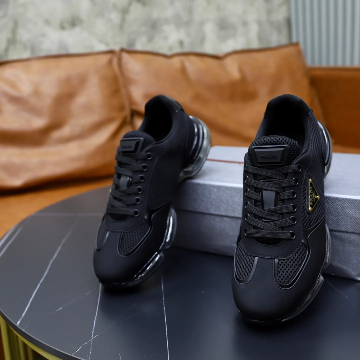 Men's shoes 💰660💰PRADA] Men's shoes are popular in the counter, high-quality shipments ✔️Official website synchronization, original imported cowhide with comfortable mesh surface + cowhide lining, 1⃣️:1⃣️reproduction, original factory air-cushioned original sole, 38-45